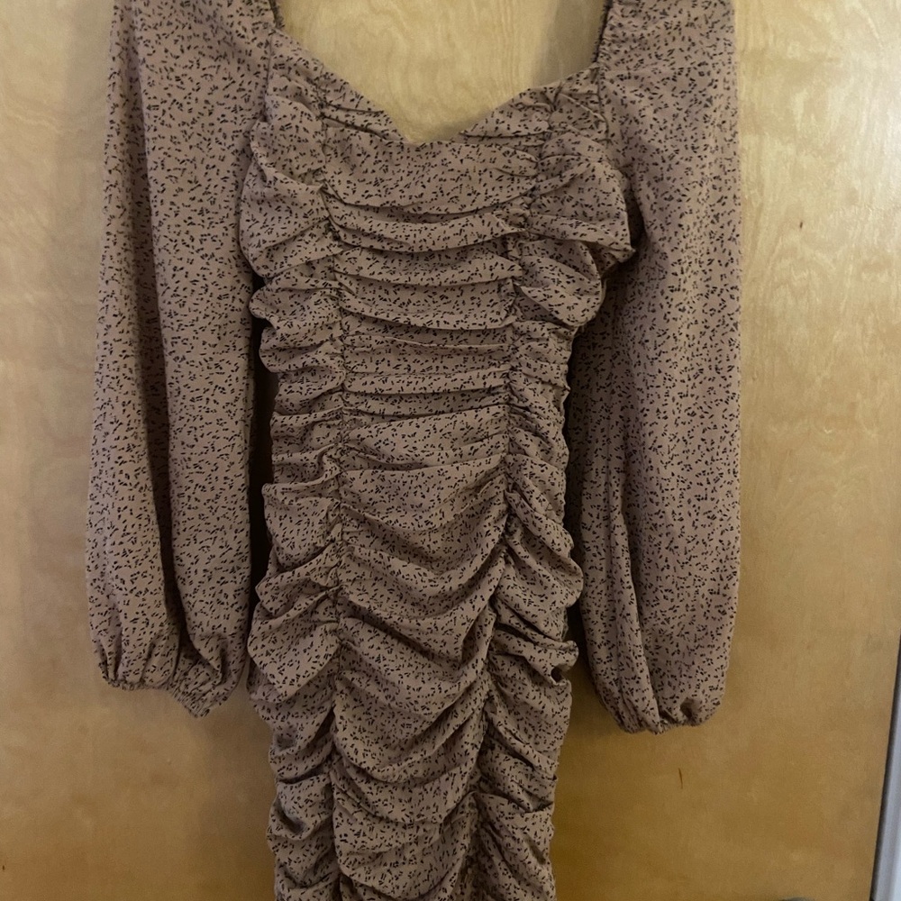 FashioNova Elegant Ruched Brown Dress size XS